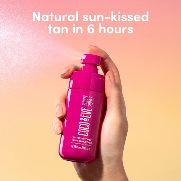 ⁦Coco & Eve Antioxidant Face Tanning Micromist. Sunless Self Tanning Face Mist with Antioxidants to Boost Hydration. Quick, Flawless, Streak Free Face Tan. (2.54 fl oz) / (75ml)⁩ - الصورة ⁦2⁩