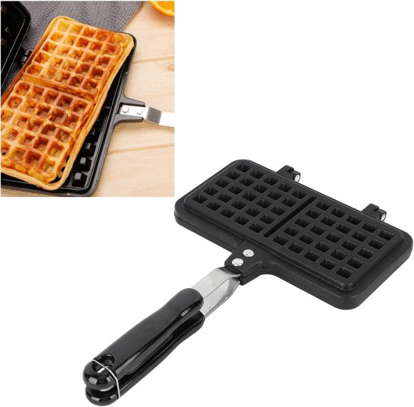 ⁦gernie Aluminum Nonstick Stovetop Waffle Pan, Double Waffle Baking Pan, Even Heating, Compact Design, 21x33x3cm / 8.3x13.0x1.2in⁩ - الصورة ⁦2⁩