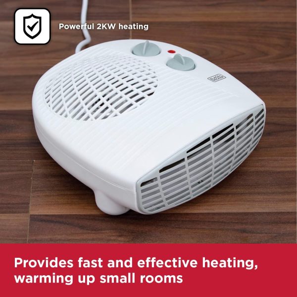 ⁦Black & Decker BXSH37005GB Fan Heater, 2 Heat Settings, 1 Fan Setting, Adjustable Thermostat, 2KW, White⁩ - الصورة ⁦4⁩