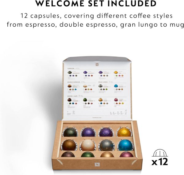 ⁦Nespresso Vertuo Next GCV1 Capsule Coffee Machine, With Aeroccino 3 Milk Frother for Cappuccino & Latte, Brews 7 Cup Sizes for Black Coffee, 1.1 L, Matt Black⁩ - الصورة ⁦5⁩