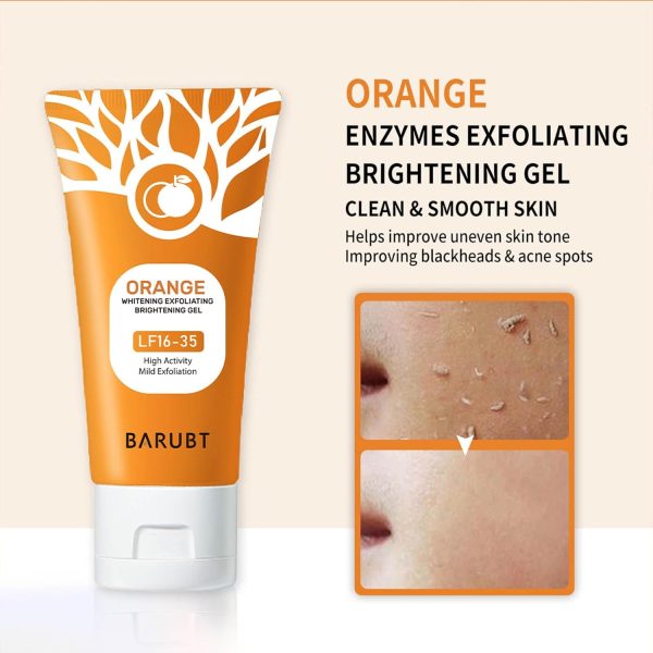 ⁦Orange Exfoliating Gel, Moisturizer Face Body Scrub Gel,Deep Cleansing Moisturizing Facial Exfoliator,Natural Orange Peeling Gel Face Scrub (2PCS)⁩ - الصورة ⁦7⁩