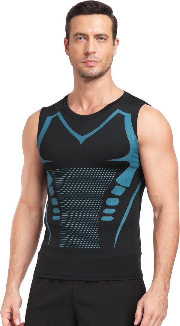 ⁦Mens Running Sport Tank Tops Dry Fit Gym Wicking Athletic Mesh Breathable Cool Workout Sleeveless Shirts Base Layer⁩ - الصورة ⁦6⁩