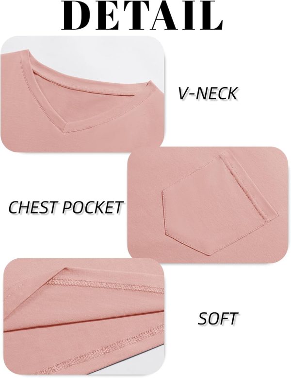 ⁦Runcati Mens V Neck Pocket T-Shirts Short Sleeve Casual Basic Summer Beach Cotton Tee Tops⁩ - الصورة ⁦4⁩