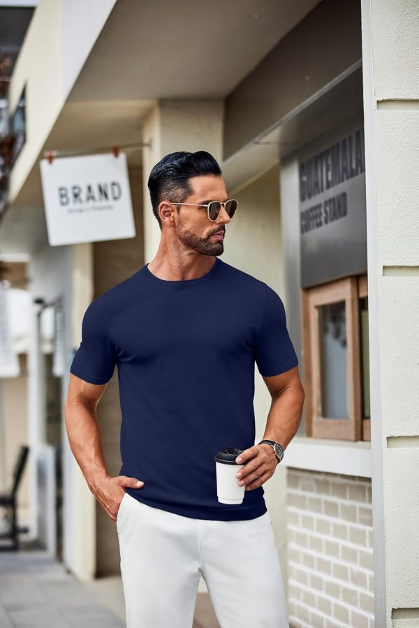 ⁦COOFANDY Mens Knit T-Shirts Casual Crewneck Short Sleeve Shirts Summer Tops Basic Pullover Tees⁩ - الصورة ⁦3⁩