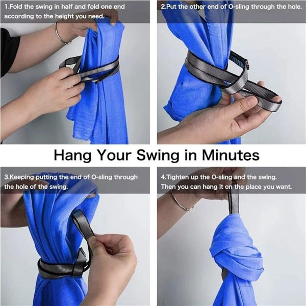 ⁦ZCYBHD Therapy Swing for Adults and Kids - Sensory Hanging Hammock for Indoor Play, Calm, and Autism Support (Blue, 100x280CM/39x110in)⁩ - الصورة ⁦5⁩