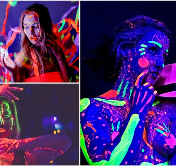 ⁦Face Paint Crayons Glow, 12 Colors Glow in The Black Face & Body Paint Crayons, Neon Blacklight Glow Body Makeup Fluorescent Face Paints for Kids Adult, Neon Face Paint Crayons for Halloween Carnival⁩ - الصورة ⁦6⁩