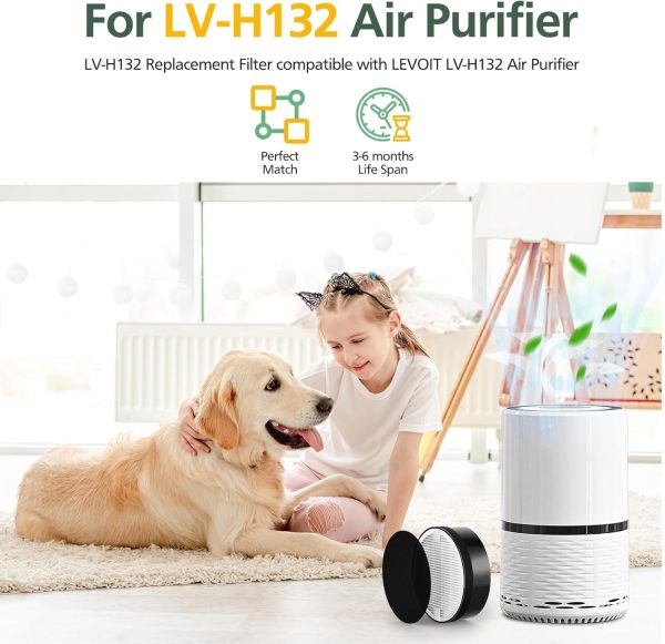 ⁦فلتر بديل لتنقية الهواء، فلتر اصلي 3 في 1 LV-H132، كربون نشط عالي الكفاءة، LV-H132-RF، عبوة واحدة، H13 ترو هيبا، نظام تنقية الكربون النشط⁩ - الصورة ⁦5⁩