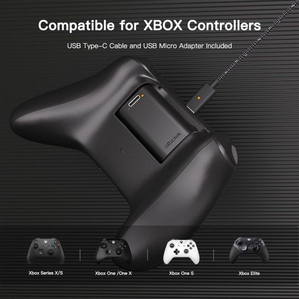 ⁦afbptek 2 Pack Rechargeable Battery Pack, Xbox Series X/S Controller Game Accessories with Fast Charger and 10FT USB-C Charging Cable, Compatible with Xbox one/s/x/Elite Controller,⁩ - الصورة ⁦2⁩