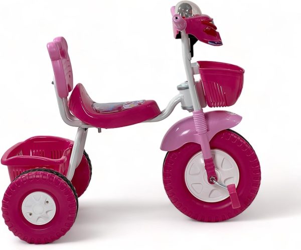 ⁦ALBADER Kids Tricycles, Toddler Trike With Double Basket, Indoor and Outdoor Children's Tricycles, 3 Wheel Baby Bicycle, With Music & Lights Effects, For Kids 2-7 Years (Not Assembled, Pink)⁩ - الصورة ⁦6⁩
