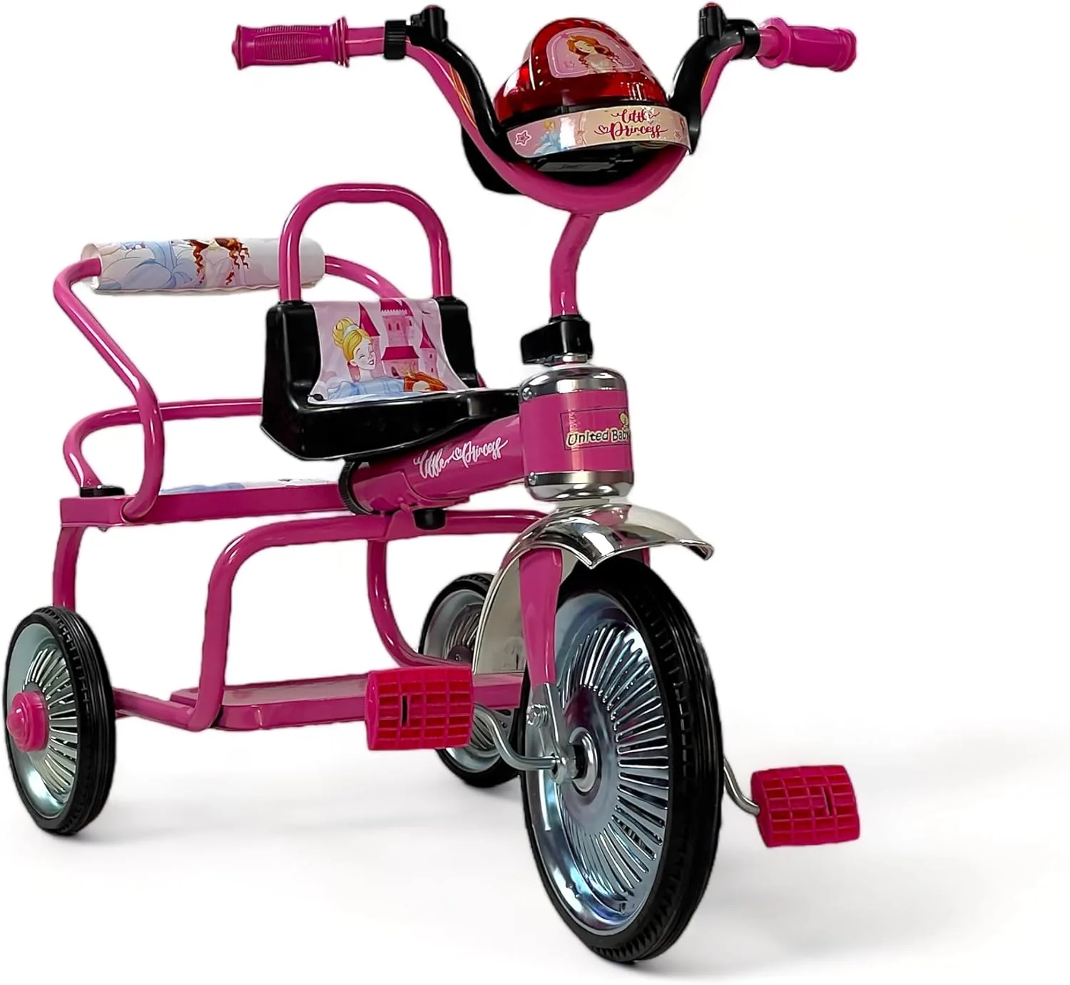 ALBADER Toddler Bike With Double Seat, Tricycle for Children, Balance Bike With Music & Lights Effects, Cycle for Boys, Kids Tricycles Suitable For KIds 3-8 Years Old (Not Assembled, Pink)
