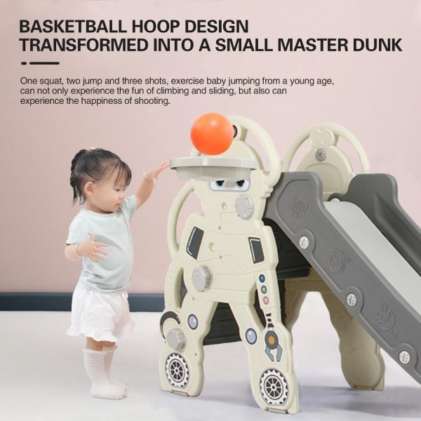 ⁦DMG Kids Slide, Indoor Outdoor Kids with Basketball Hoop Garden Slide, Toddlers Climber Freestanding Slides, for Age 1-6 Play Slide Children⁩ - الصورة ⁦6⁩