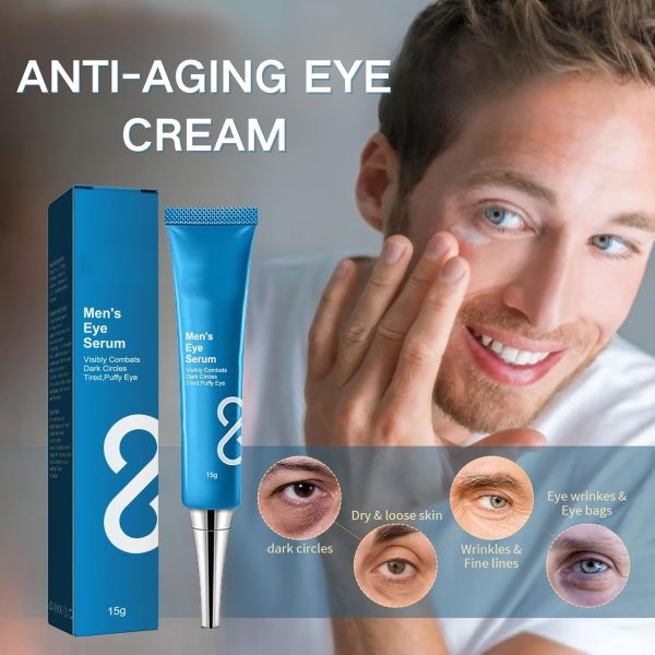 ⁦Azonee Eye Serum For Men, Caffeine Eye Cream for Instant Tightening, Lifting & Firming, Anti-Wrinkle Hyaluronic Acid Moisturizer, Kojic Acid Depuffing Eye Gel⁩ - الصورة ⁦2⁩