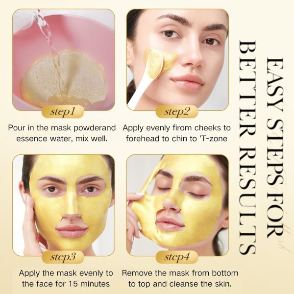 ⁦Azonee Hydrating Jelly Mask Powder, 24k Gold Face Mask, Professional Peel Off Hydrojelly Face Mask Powder, Clay Face Mask Face Care, Spa Face Masks Gel Mask Smooths & Moisturizing for Wrinkle & Acne⁩ - الصورة ⁦4⁩