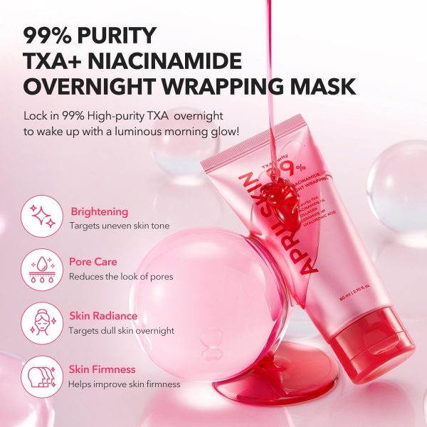⁦APRILSKIN TXA Niacinamide 99 Overnight Wrapping Mask | 99% High-Purity TXA+Niacinamide for Uneven Skin Tone | Overnight Skin Booster for Toning Care, Firming & Pore Care | 80ml, 2.70 fl.oz.⁩ - الصورة ⁦2⁩