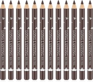 KASTWAVE 12 PCS Dark Brown Eyebrow Eyeliner Pencils Makeup Pen, Waterproof Eye Brow Pencil,Long-lasting Nice Color Eye Brow Gel Pen Makeup Brow Tint Pencils（Dark Brown）