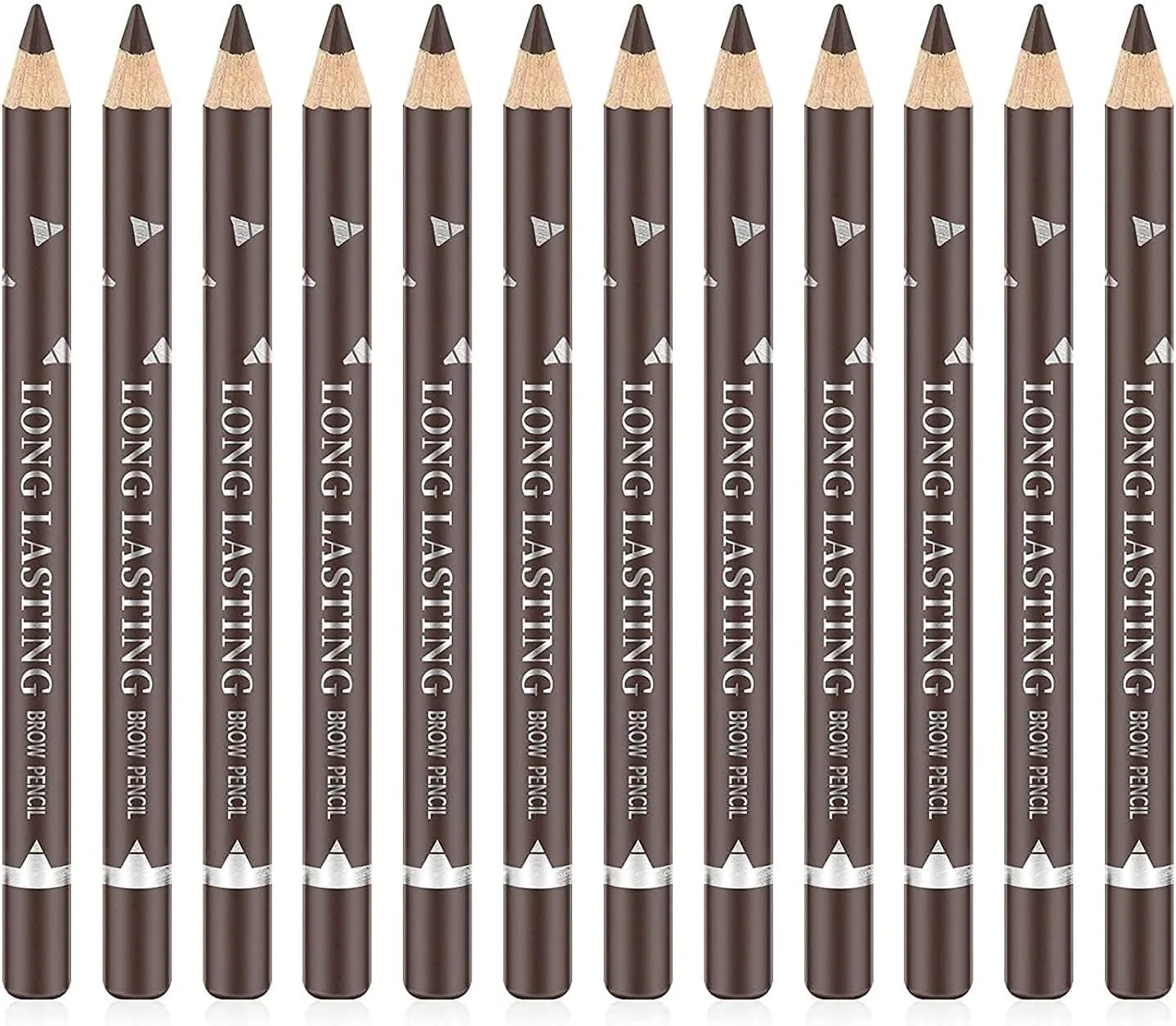 KASTWAVE 12 PCS Dark Brown Eyebrow Eyeliner Pencils Makeup Pen, Waterproof Eye Brow Pencil,Long-lasting Nice Color Eye Brow Gel Pen Makeup Brow Tint Pencils（Dark Brown）