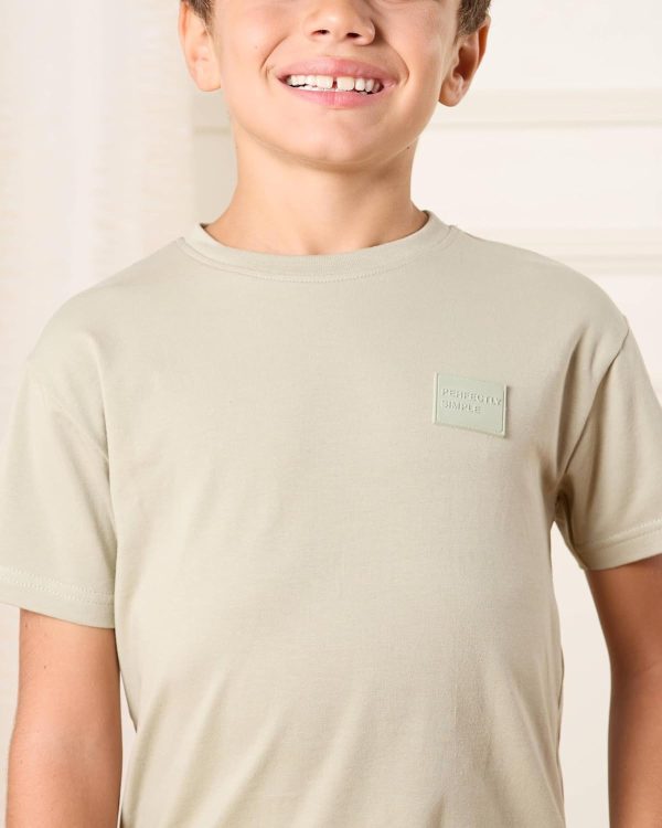⁦REDTAG Boys Beige Solid Loose Fit T-Shirt⁩ - الصورة ⁦4⁩