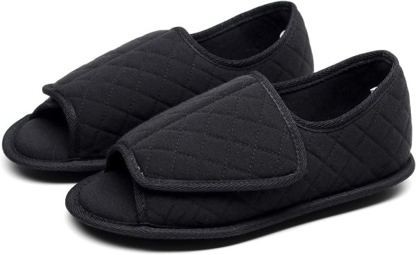 Urbancolor Women Adjustable Indoor Slippers Memory Foam House Shoes Open Toe Diabetic Slipper Arthritis Edema Extra Wide Shoes
