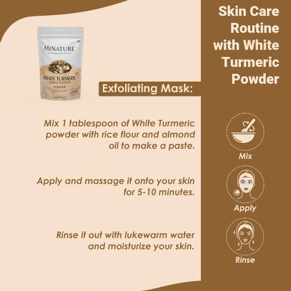⁦White Turmeric Powder by mi Nature | Kachur, Curcuma zeodaria,Poolankilangu Powder | 227g(8 oz) (0.5 lb) | Does not Stain | White Turmeric Powder for face and Skin | 100% Natural Powder| from India⁩ - الصورة ⁦5⁩