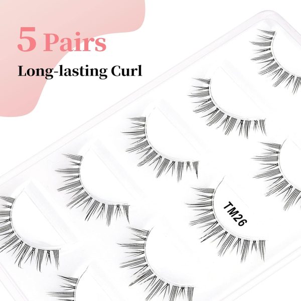 ⁦Excefore Natural Eyelashes Wispy False Eyelashes Natural Look, 5 Pairs Half Lashes Natural Look, Lash Clusters, Sunflower Eyelashes, Easy To Apply 5 Pairs⁩ - الصورة ⁦7⁩