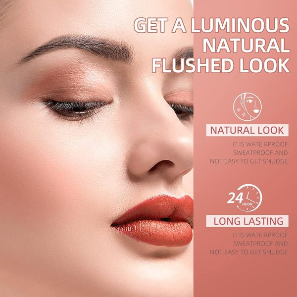 ⁦MAKINGTEC Liquid Cream Blush Makeup, Velvet Mousse Texture Lightweight Gel-Cream Blusher, for Cheeks Breathable Feel, Natural Looking Sheer Flush Of Color Long Lasting Waterproof⁩ - الصورة ⁦6⁩