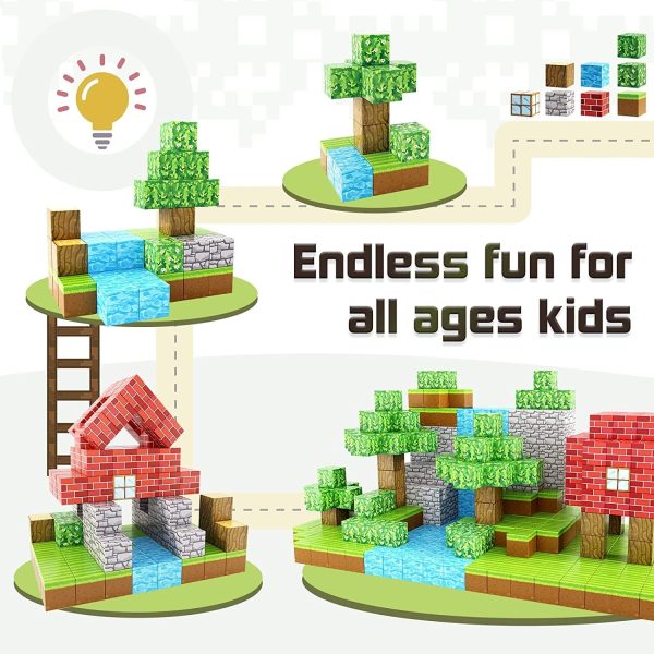 ⁦Toylogy 100PCS Magnetic Blocks-Build Mine Magnet World Set for Boys & Girls Age 3-5 6-8, STEM Sensory Toys for Toddlers Gifts for 3+ Years Old Girls Boys, Classroom Must Haves Construction Toys⁩ - الصورة ⁦6⁩