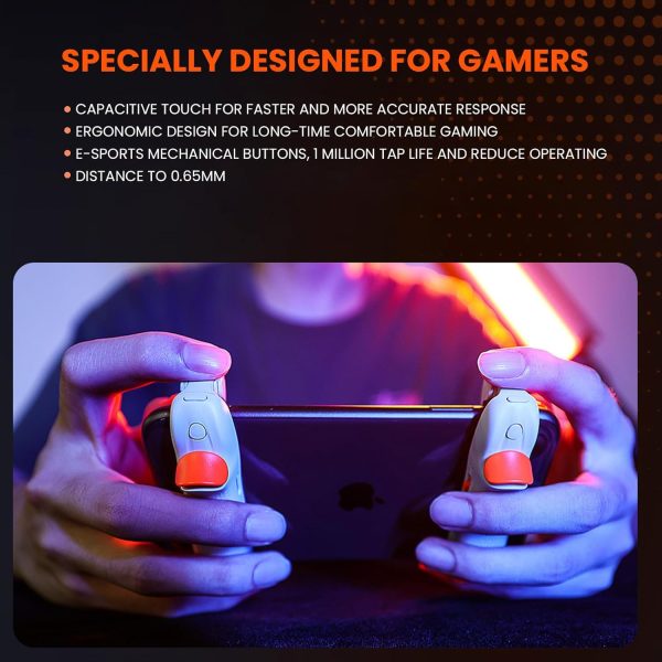 ⁦Mobile Gaming Triggers,1 Piece Mobile Game Controllers Plug and Play,Call of Duty Mobile for iOS and Android Phone 4.7-6.5 inches Game Trigger for PUBG/Fortnite/COD(White)⁩ - الصورة ⁦5⁩