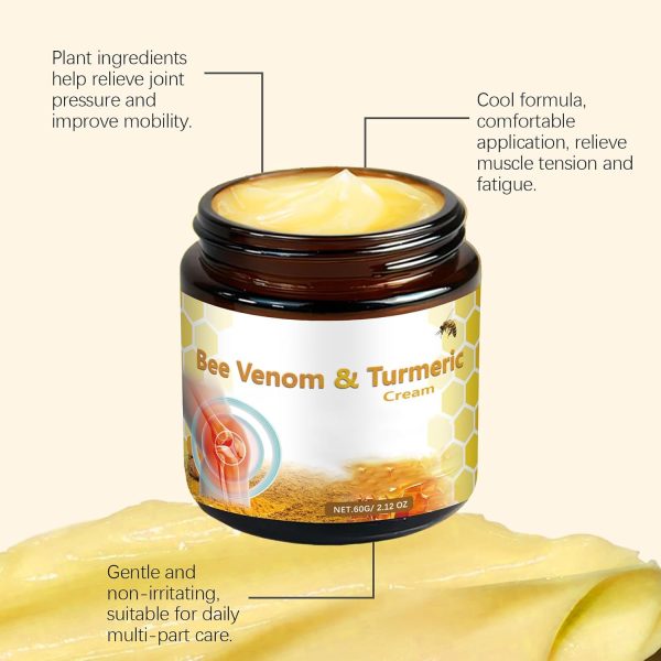 ⁦OSFRIAGE Bee Venom Turmeric Joint Cream, Professional Bee Venom Joint Gel, Bee Venom Joint and Bone Cream for Back, Knee, Hands, Neck, Feet -60ML (2PCS)⁩ - الصورة ⁦4⁩