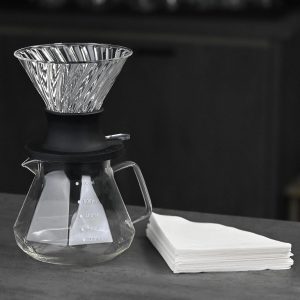 ZYNOXITY Smart Coffee Dripper Set: Manual Pour Over Coffee Maker with Glass Carafe, Reusable Filter, and Scale - Perfect for Home, Cafe, or Camping - Black or Clear - Ideal Gift Kit