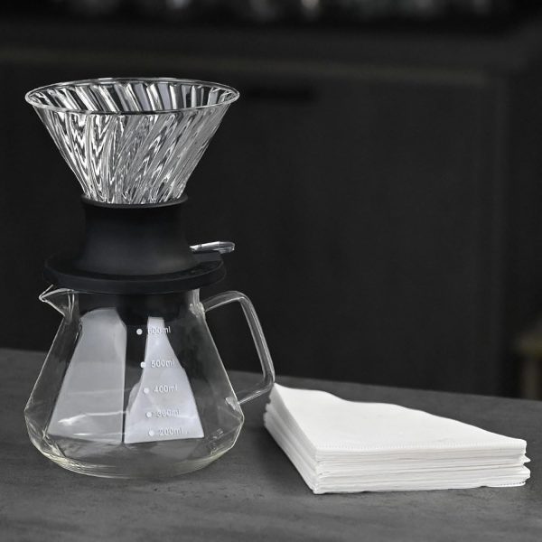ZYNOXITY Smart Coffee Dripper Set: Manual Pour Over Coffee Maker with Glass Carafe, Reusable Filter, and Scale - Perfect for Home, Cafe, or Camping - Black or Clear - Ideal Gift Kit