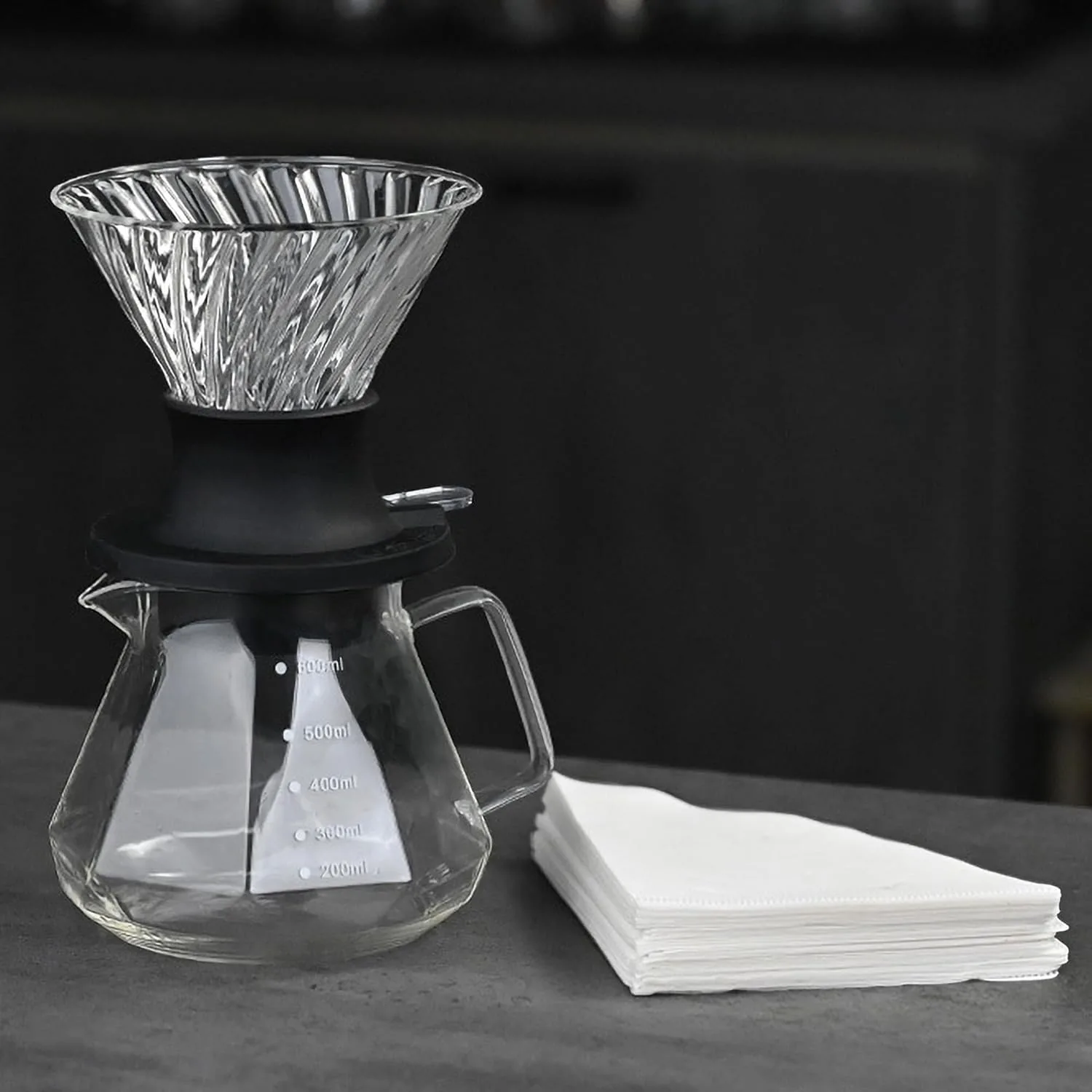 ZYNOXITY Smart Coffee Dripper Set: Manual Pour Over Coffee Maker with Glass Carafe, Reusable Filter, and Scale - Perfect for Home, Cafe, or Camping - Black or Clear - Ideal Gift Kit