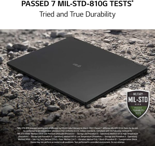 ⁦LG gram (2022) 16T90Q 2-in-1 Tablet Laptop, 16" (2560 x 1600) IPS Display, Intel Evo 12th Gen i7 1260P Processor, 16GB LPDDR5, 2TB NVMe SSD, FHD Webcam, WiFi 6E, Thunderbolt 4, Windows 11, Black⁩ - الصورة ⁦9⁩