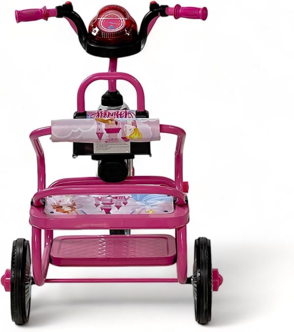 ⁦ALBADER Toddler Bike With Double Seat, Tricycle for Children, Balance Bike With Music & Lights Effects, Cycle for Boys, Kids Tricycles Suitable For KIds 3-8 Years Old (Not Assembled, Pink)⁩ - الصورة ⁦7⁩