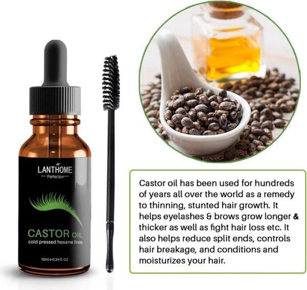 ⁦Natural Eyelash Treatment Serum, 10ml Cold Pressed Castor Oil for Eyelash Growth & Strengthening, Gentle Formula for Sensitive Skin⁩ - الصورة ⁦3⁩