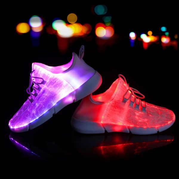 ⁦Shinmax Fiber Optic LED Shoes, Light Up Shoes for Women Men USB Charging Flashing Luminous Trainers for Festivals, Christmas Party⁩ - الصورة ⁦3⁩