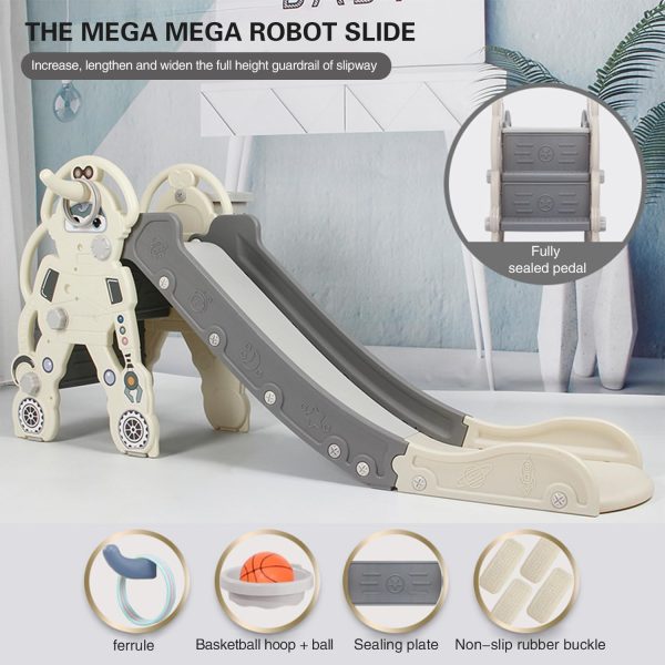 ⁦DMG Kids Slide, Indoor Outdoor Kids with Basketball Hoop Garden Slide, Toddlers Climber Freestanding Slides, for Age 1-6 Play Slide Children⁩ - الصورة ⁦4⁩
