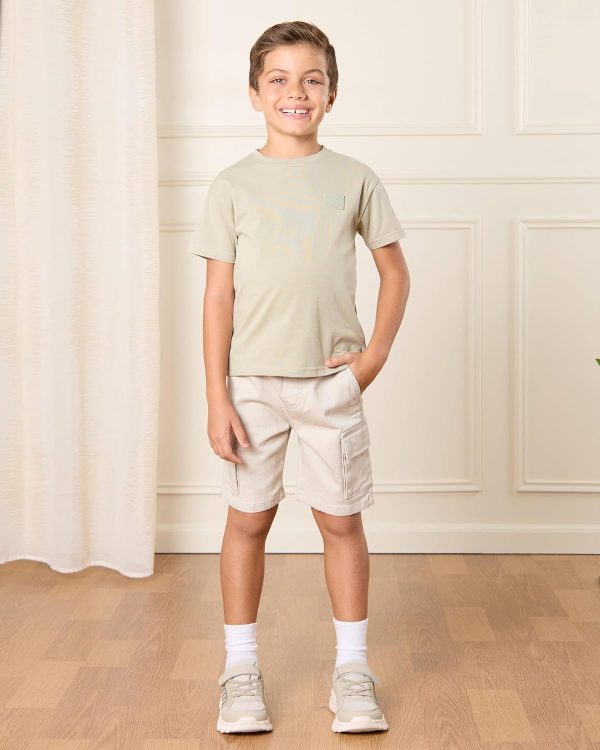 ⁦REDTAG Boys Beige Solid Loose Fit T-Shirt⁩ - الصورة ⁦2⁩
