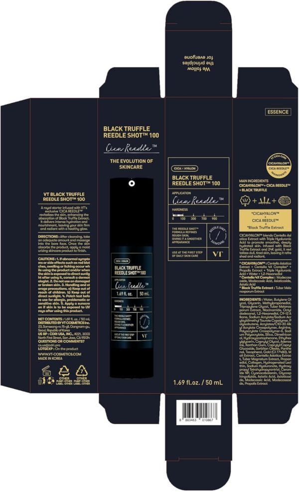 ⁦VT COSMETICS Black Truffle Reedle Shot 100, Spicule Microneedling Serum, Anti-Aging Exosome Serum with 24K Gold, Exfoliation, Smooth & Glass Skin, Korean Skin Booster, 1.69 fl. oz. (50ml)⁩ - الصورة ⁦8⁩