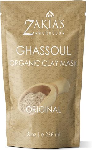Zakia's Morocco Ghassoul Clay Mask - Organic Natural Facial Mask and Skin Care Treatment - Anti-aging Mud Mask Heals Dry & Oily Skin, Acne, Eczema & Psoriasis - 8 Oz