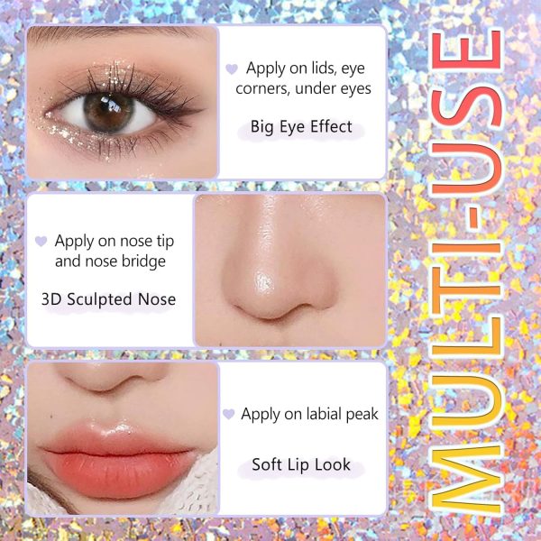 ⁦4Pcs Liquid Glitter Eyeshadow & Eyeliner Kit Set for Korean Makeup, Sparkling Shimmer Metallic Eye Glitter for Under Eye Tear-Drop Make Up, Quick-Dry Loose Glitter Glue for Crystal Mermaid Looks⁩ - الصورة ⁦5⁩