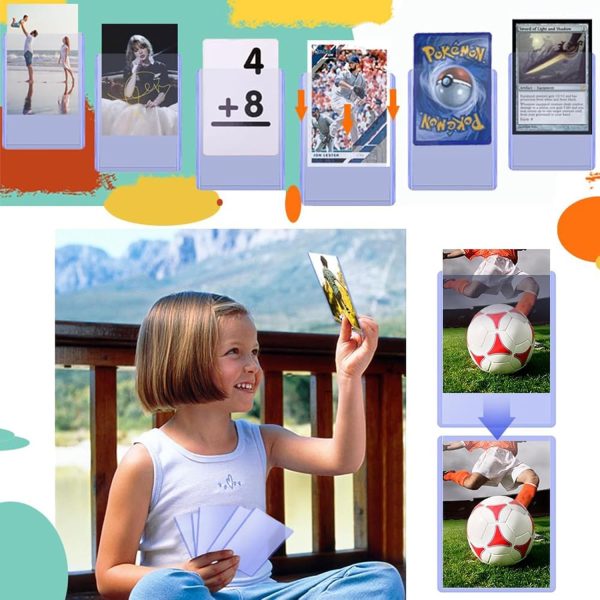 ⁦100PCS Ultra-Clear Trading Card Sleeves - Hard Plastic Topload Protectors for Baseball/Sports Cards, 100PCS Trading Card Protector for Collectible Cards (101x76mm)⁩ - الصورة ⁦2⁩