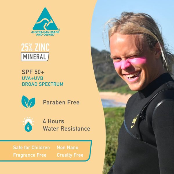 ⁦Sun Zapper Zinc Oxide Sun Block - Pink, White & Blue - SPF 50+ - Very High Sun Protection.⁩ - الصورة ⁦2⁩