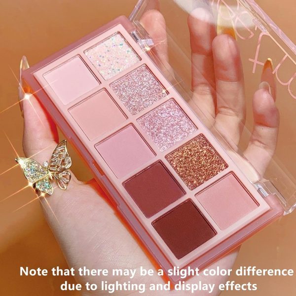 ⁦10 Colors Eyeshadow Palette,Matte&Glitter&Shimmer Eyeshadow Makeup,Pink Eye Black Pink Eyeshadow Shades, Naturing-Looking,High Pigment Waterproof Eye Shadow Palette Makeup⁩ - الصورة ⁦4⁩
