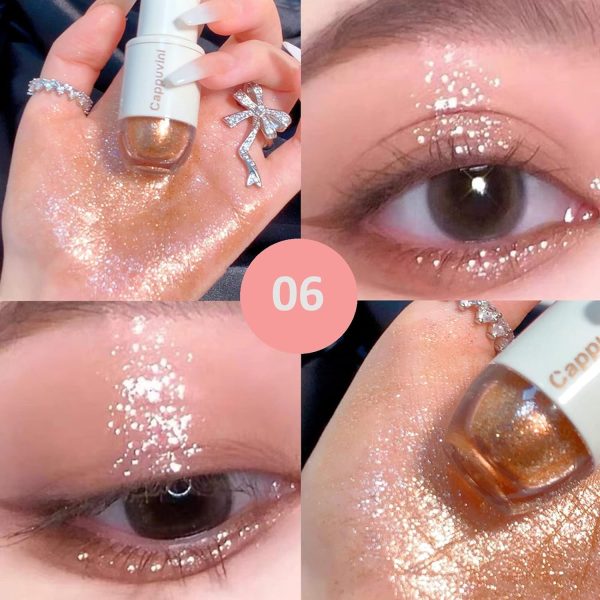⁦Excefore Liquid Glitter Eyeshadow, 2PCS Bling Eye Shadow Sparkle Shimmer Eyeliner Sticks Long Lasting, Quick-Drying, Easy to Apply, Loose Glitter Glue for Eye Crystals Makeup⁩ - الصورة ⁦4⁩