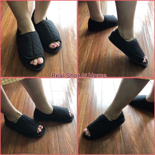 ⁦Urbancolor Women Adjustable Indoor Slippers Memory Foam House Shoes Open Toe Diabetic Slipper Arthritis Edema Extra Wide Shoes⁩ - الصورة ⁦7⁩