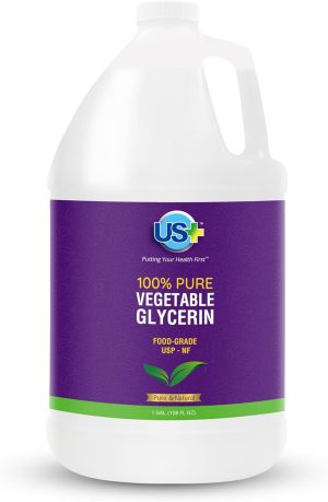 US+ 100% Pure Vegetable Glycerin - Pharmaceutical & Food Grade (USP) - Premium Quality All-Natural Moisturizer & Cleanser - For skin, hair, soaps & more (1 Gallon)