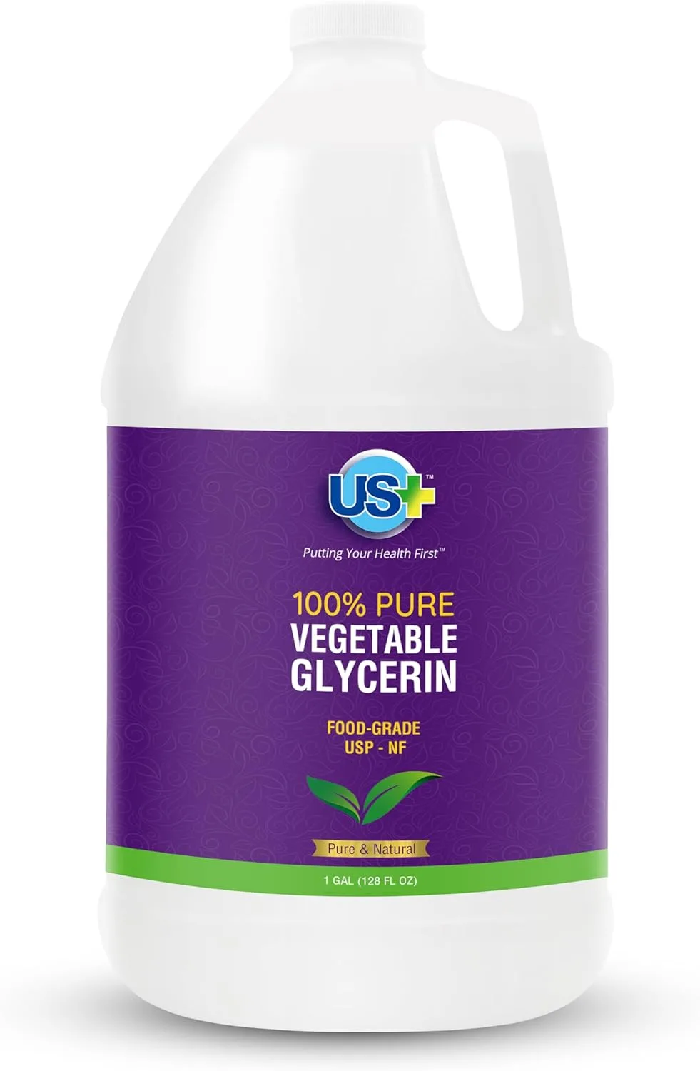 US+ 100% Pure Vegetable Glycerin - Pharmaceutical & Food Grade (USP) - Premium Quality All-Natural Moisturizer & Cleanser - For skin, hair, soaps & more (1 Gallon)