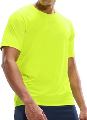 MIER Mens T Shirts Short Sleeve Quick Dry Active Tee for Running Workout Gym, Stripe