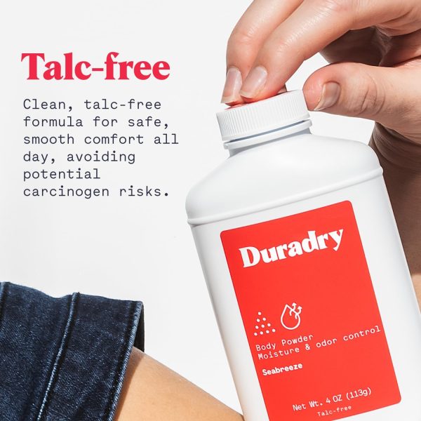 ⁦Duradry Body Powder - Sweat Defense & Odor Control, Sweat Absorbing, Anti-Chaffing, All Natural Powder, Talc-Free, Prevents and Eliminates Any Body Odor Naturally - Seabreeze, 4oz⁩ - الصورة ⁦8⁩