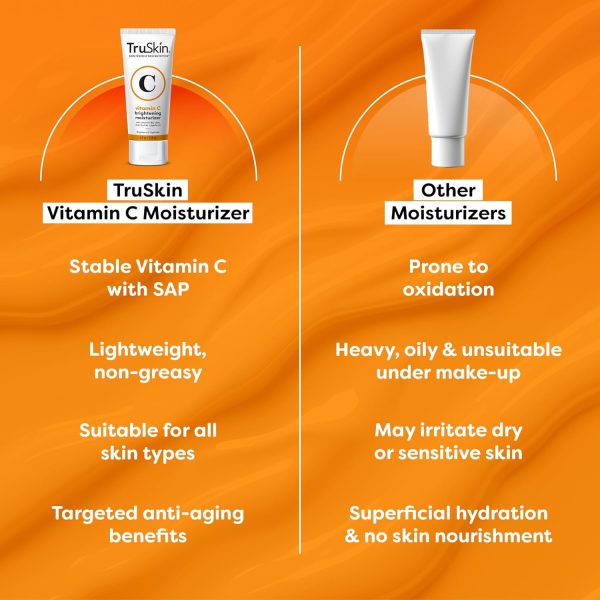 ⁦TruSkin Vitamin C Face Moisturizer, a Brightening Anti Aging Wrinkle Cream for Face, Formulated with Vitamin B5, Vitamin E, Jojoba Oil, Organic Aloe Vera and Green Tea for Natural Skin Health, 2 fl oz⁩ - الصورة ⁦5⁩